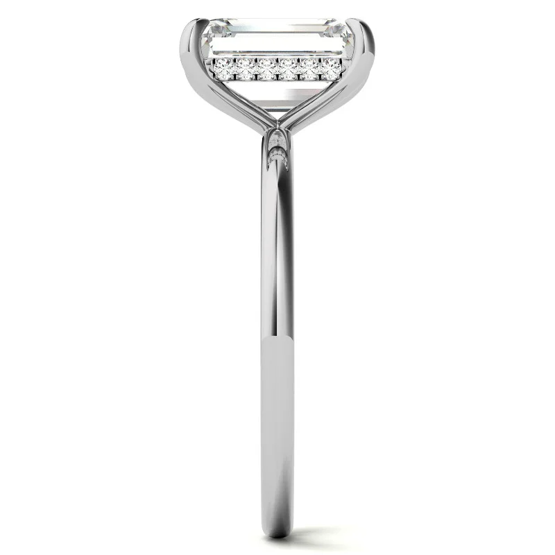 Bague de fiançailles en or 10 carats avec solitaire en moissanite taille émeraude-6