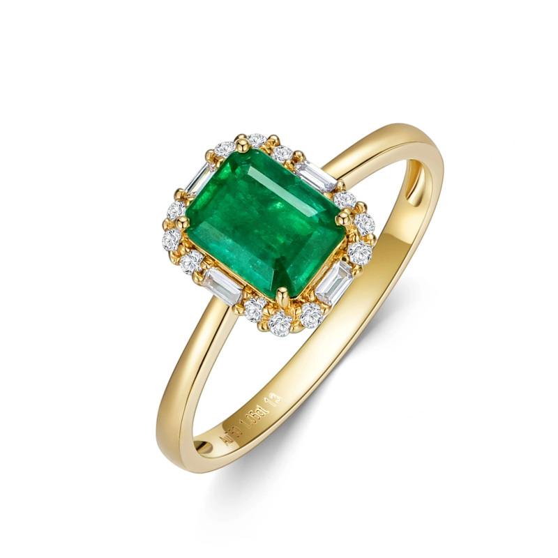 Pierścionek zaręczynowy 18K Gold Emerald Square