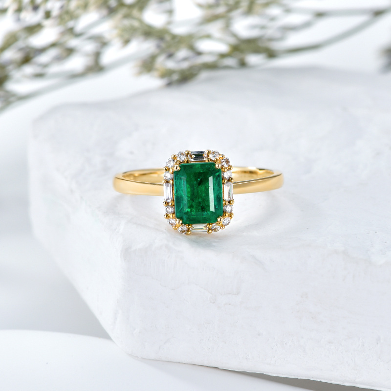 10K Gold 1 to 5 CT Emerald Square Ring-3
