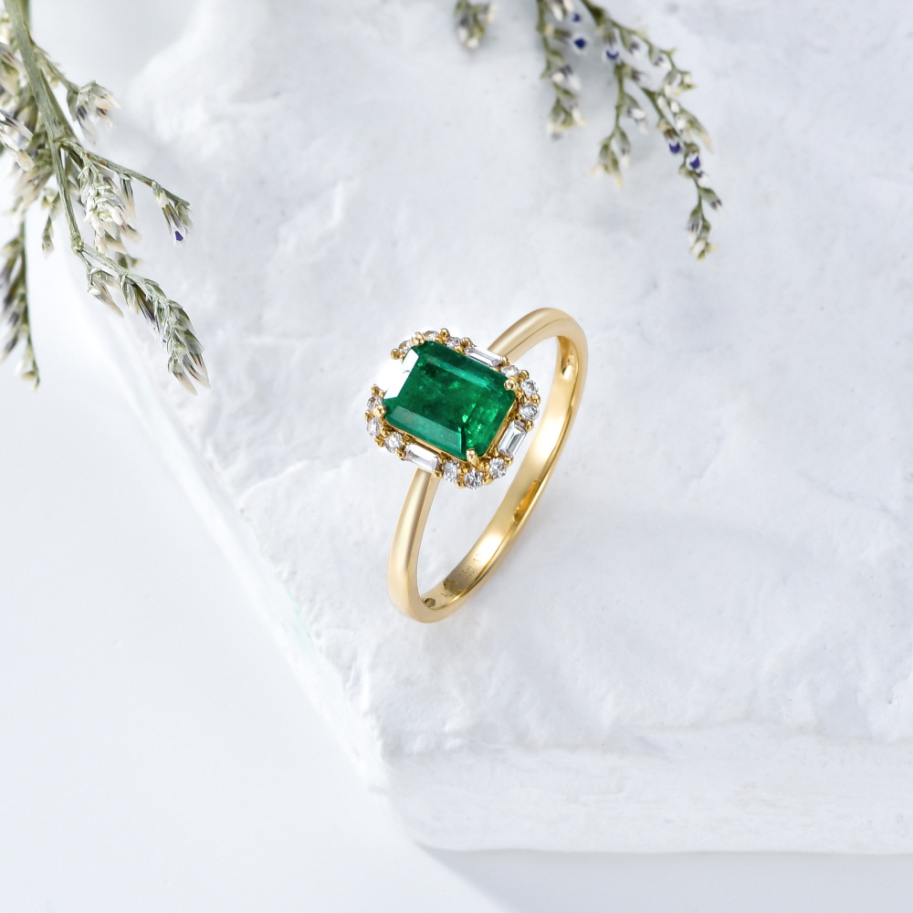 10K White Gold 1 to 5 CT Emerald Square Ring-4