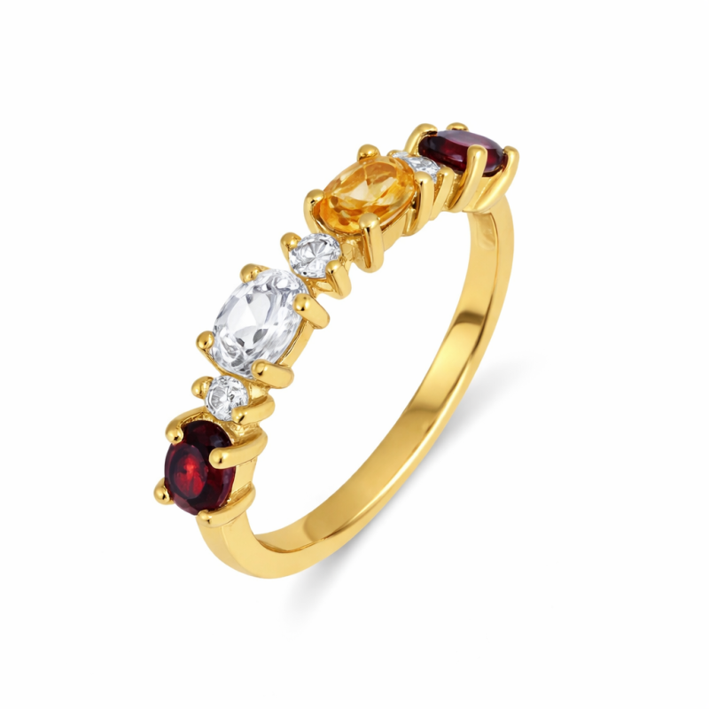 18K Gold Engravable Family Birthstone Ring-4