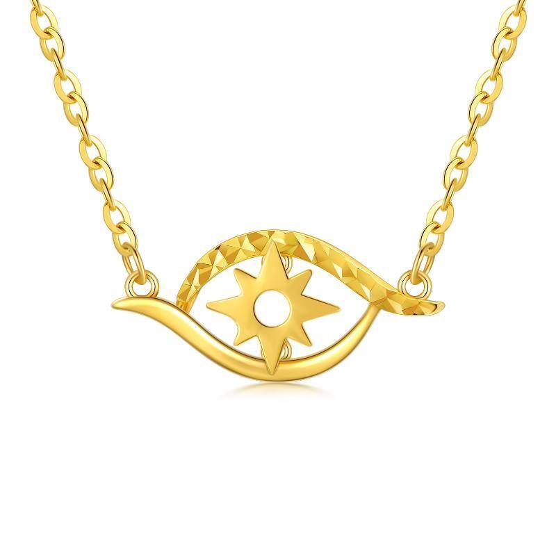 18K Gold Evil Eye Pendant Necklace-1