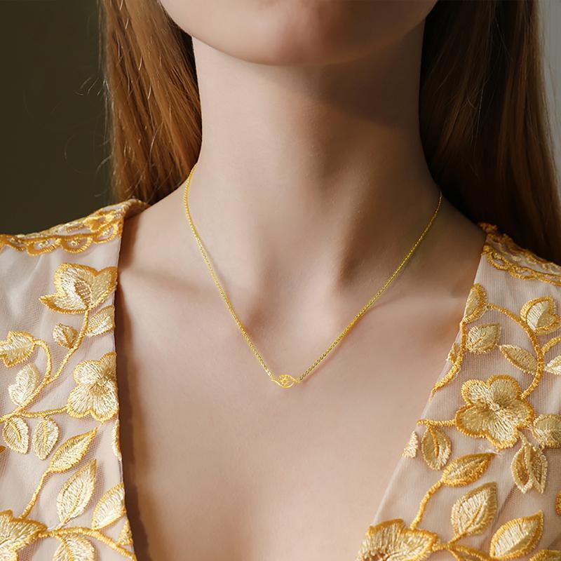 10K Gold Evil Eye Pendant Necklace-2