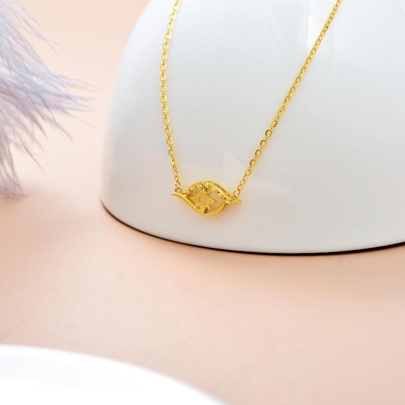 10K Gold Evil Eye Pendant Necklace-3