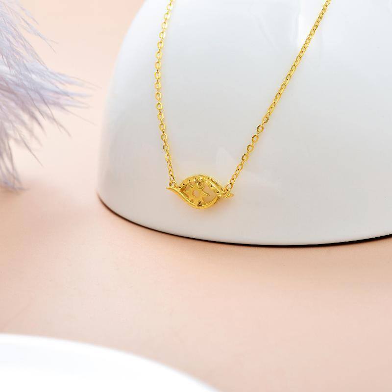 10K White Gold Evil Eye Pendant Necklace-3