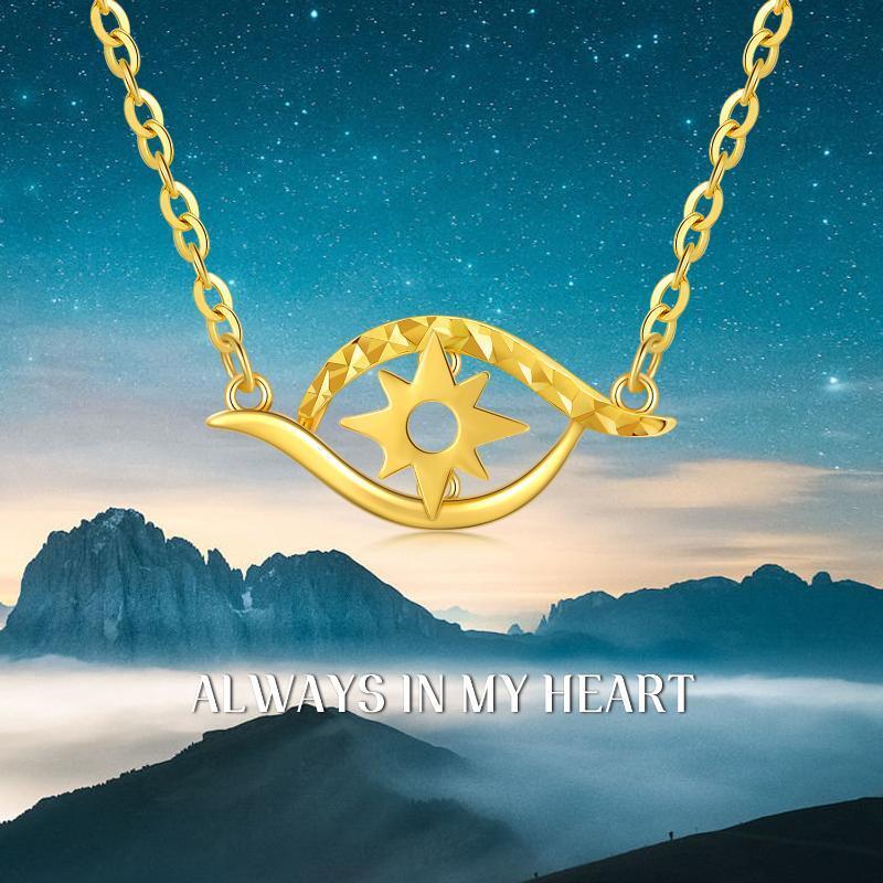 10K Gold Evil Eye Pendant Necklace-5