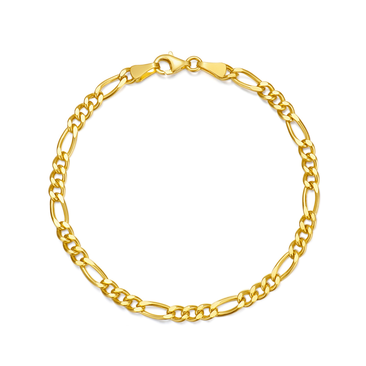 10K Gold Figaro Chain Bracelet-1