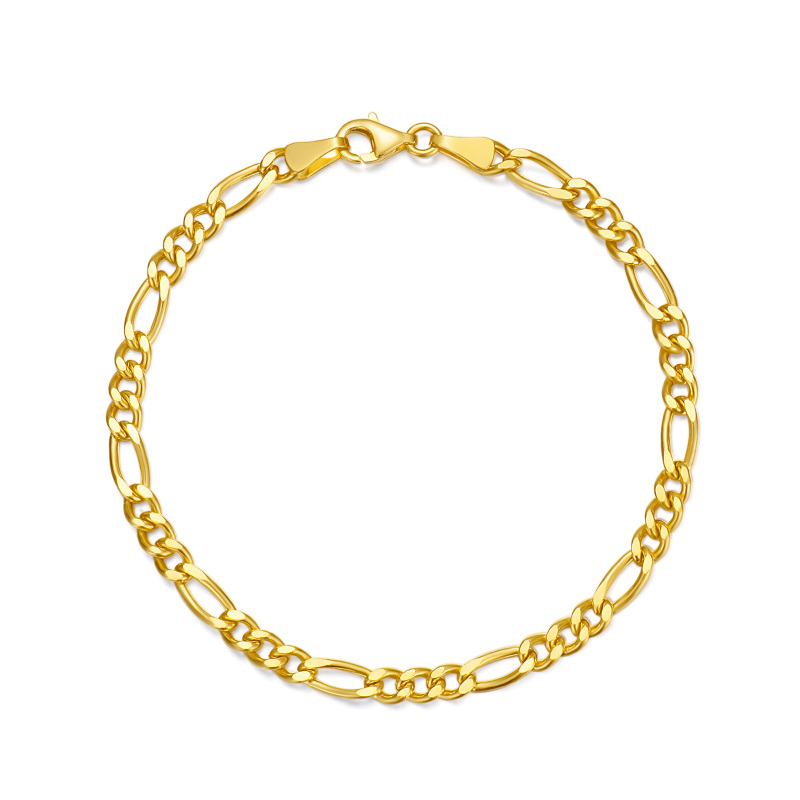10K Gold Figaro Chain Bracelet-20