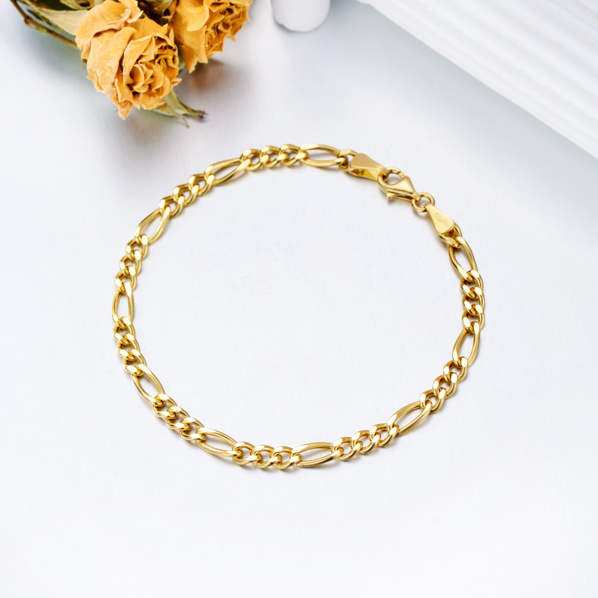 10K Gold Figaro Chain Bracelet-3