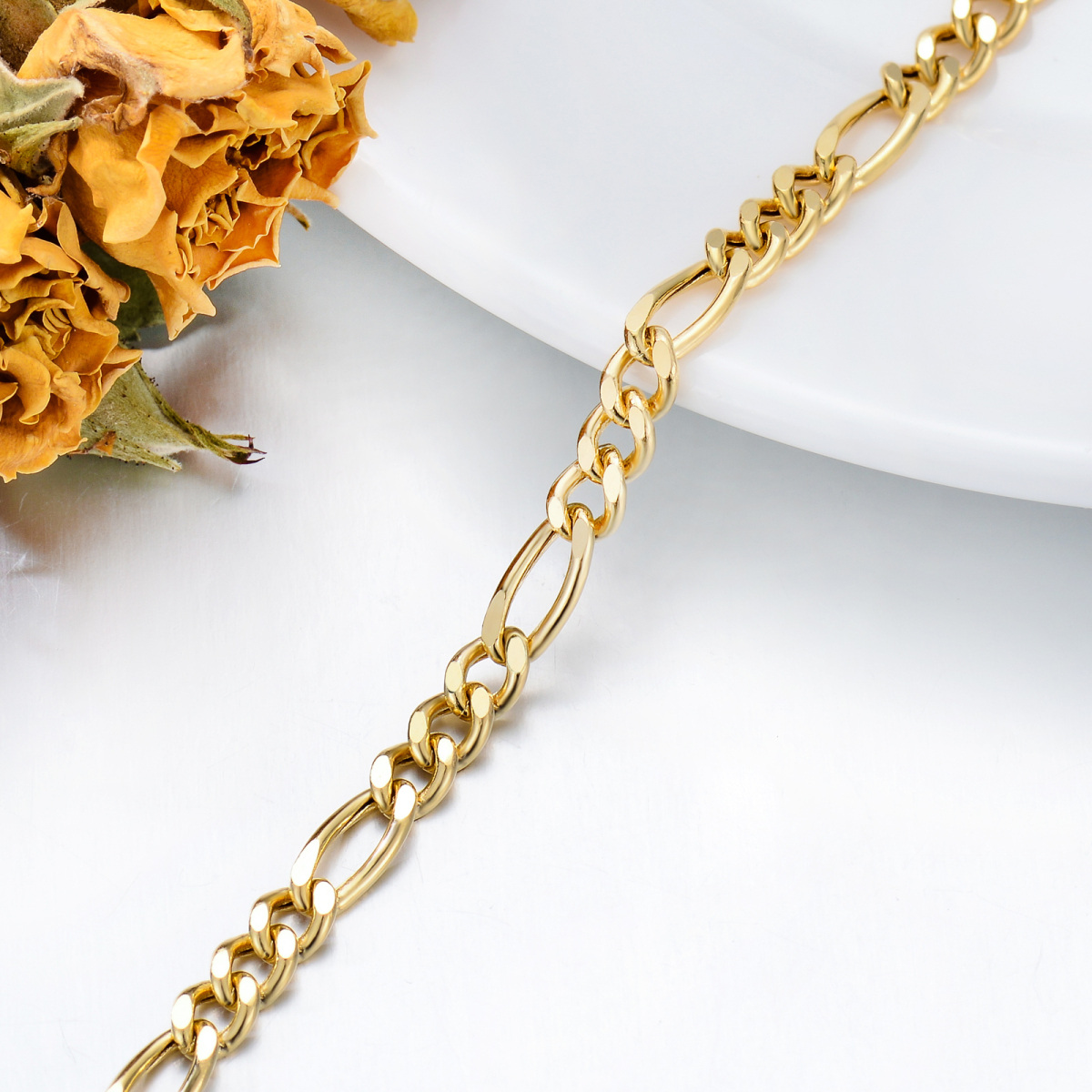 10K Gold Figaro Chain Bracelet-4