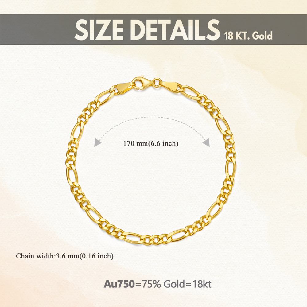Bracelet chaîne Figaro en or 18 carats-5