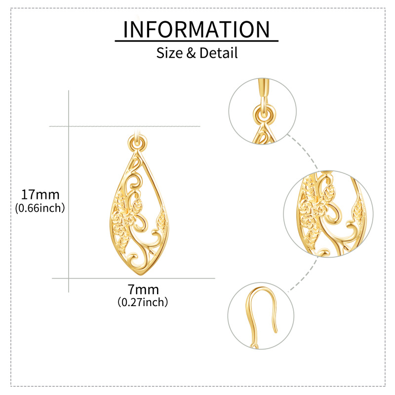 Brincos gota em filigrana de ouro branco 10K-5