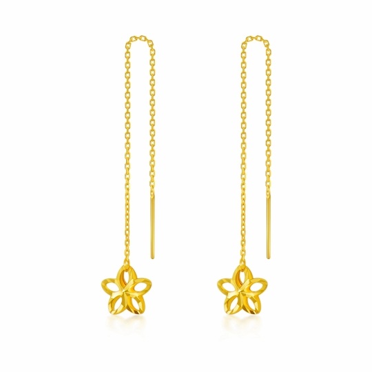 Boucles d'oreilles pendantes en or 18 carats avec pentagramme