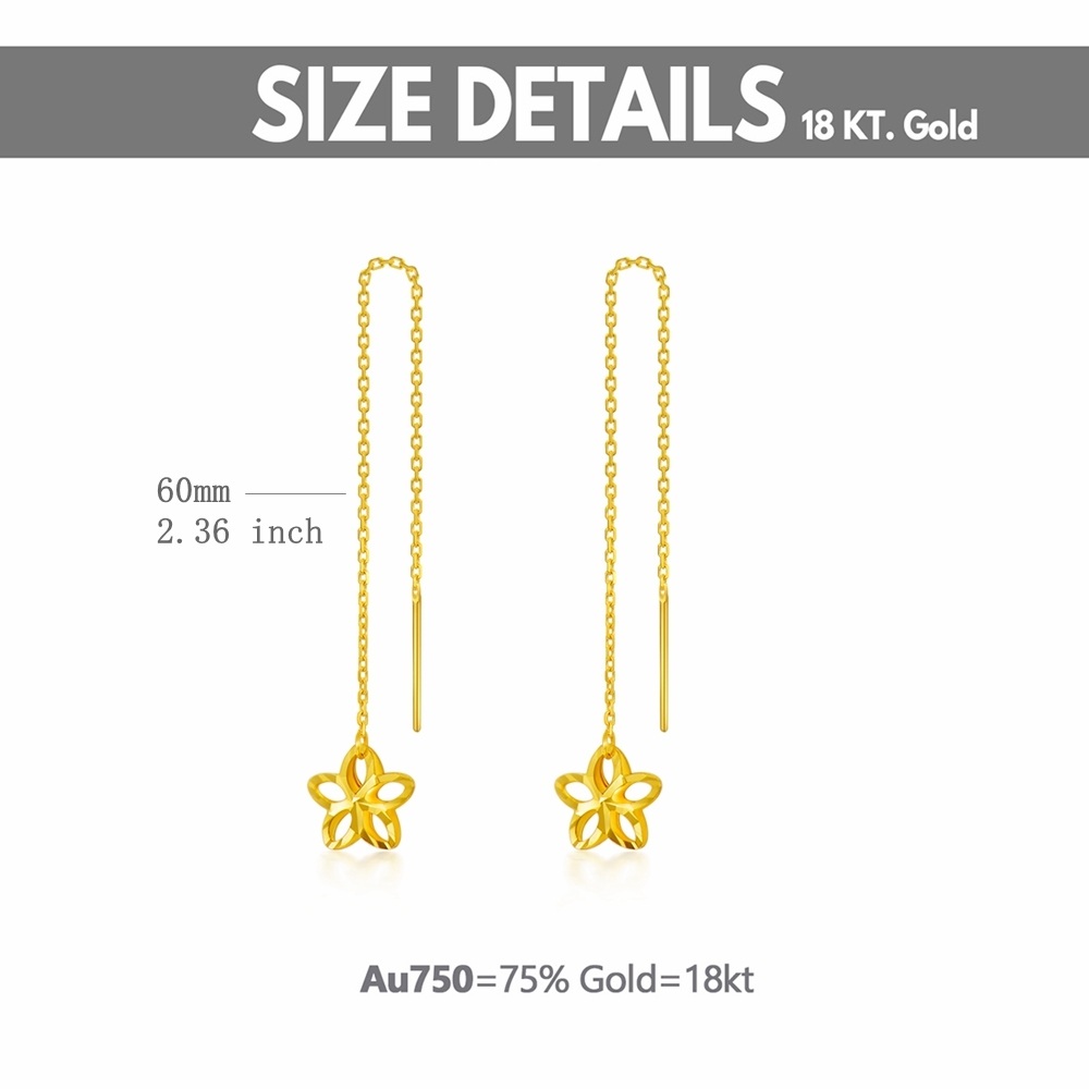 18K Gold Pentagram Drop Earrings-5