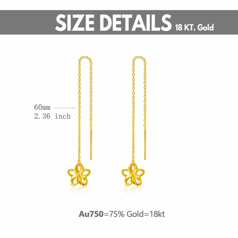 أقراط متدلية من الذهب عيار 14 قيراطًا على شكل نجمة خماسية-5