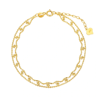 18K Gold Flowers Layerered Bracelet-4