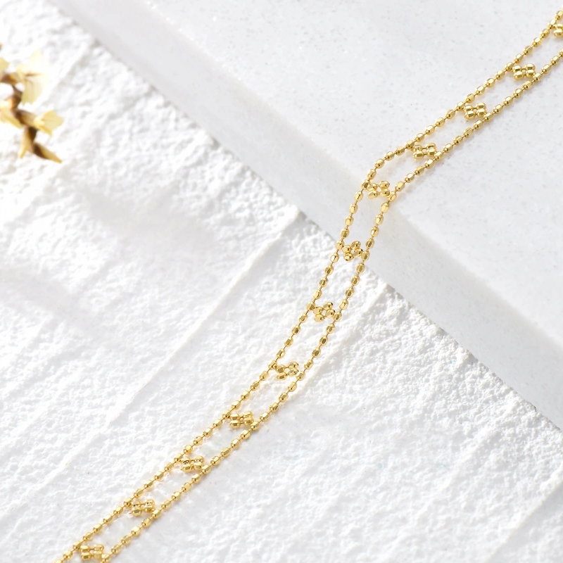 10K Gold Flowers Layerered Bracelet-4