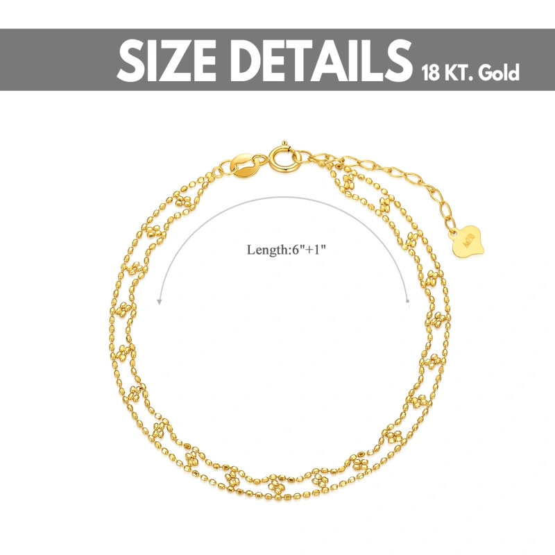 10K Gold Flowers Layerered Bracelet-5