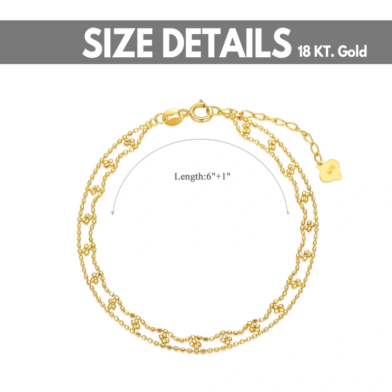 18K Gold Flowers Layerered Bracelet-5