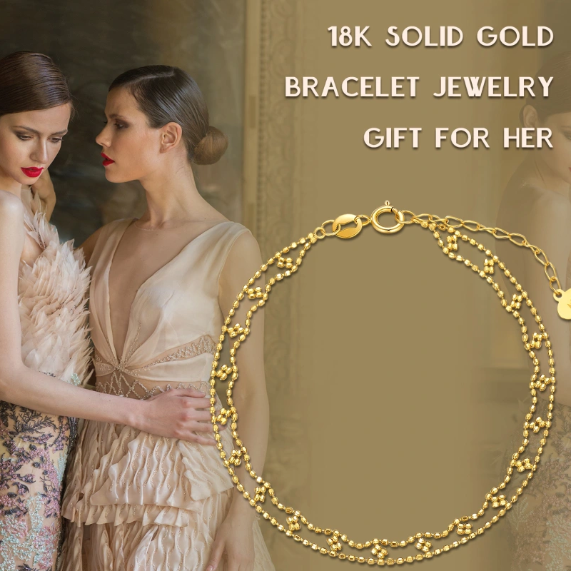 10K Gold Flowers Layerered Bracelet-6
