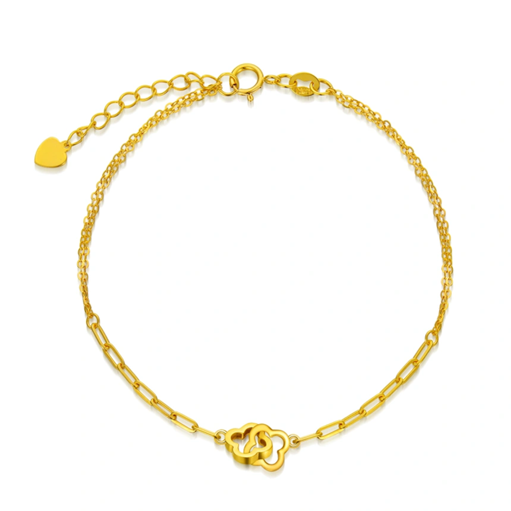 18K Gold Flowers & Paper Clip Charm Bracelet-1