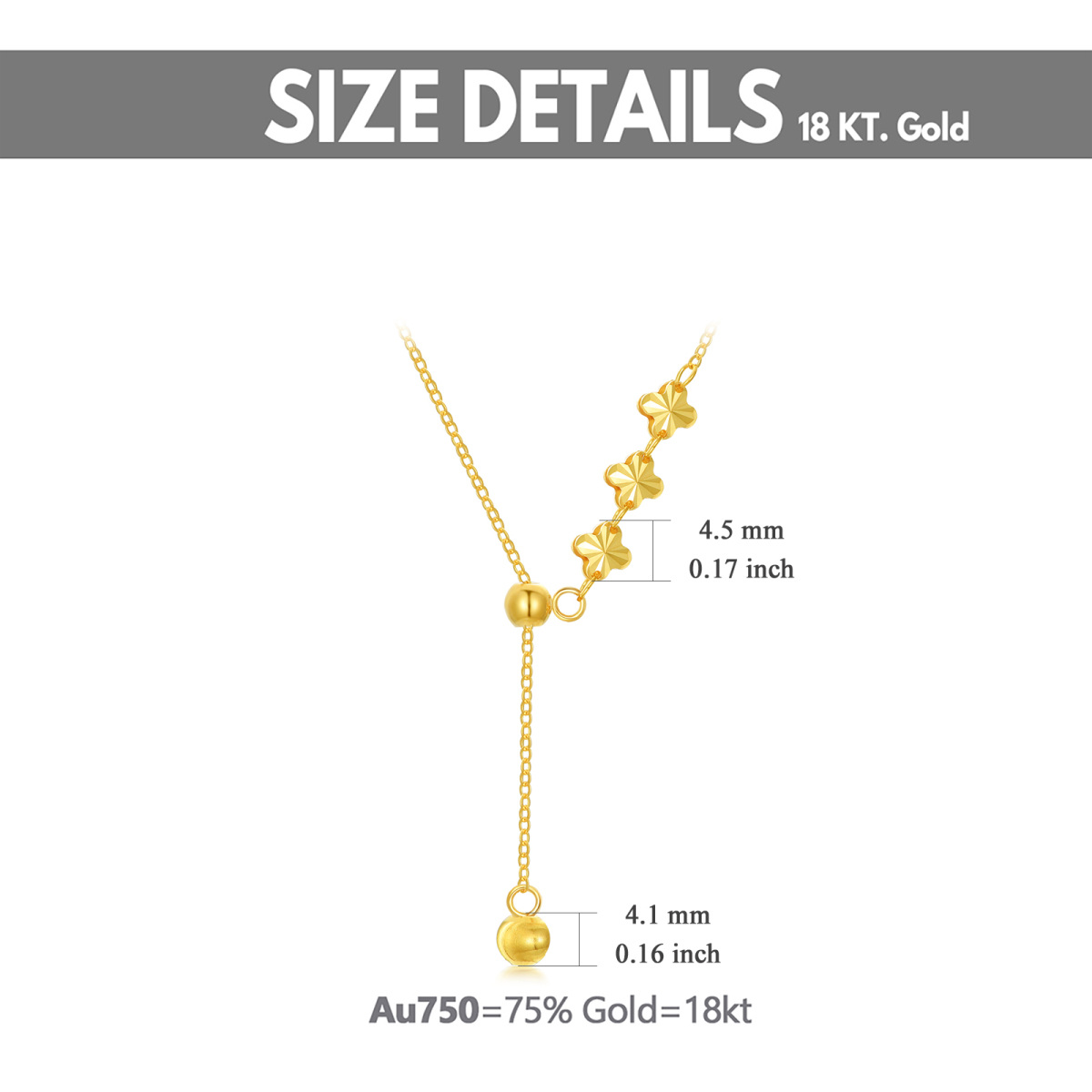 18K Gold Four Leaf Clover & Bead Adjustable Y Necklace-5