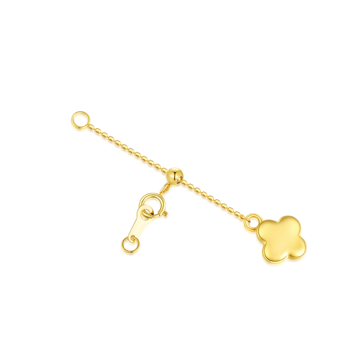 18K Gold Four Leaf Clover Bead Station Chain Extender Chain For Women-1