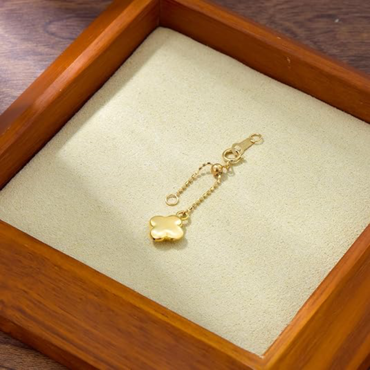 18K Gold Four Leaf Clover Bead Station Chain Extender Chain For Women-3