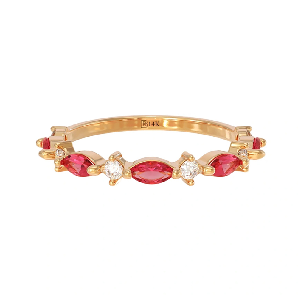 18K Gold Cubic Zirconia & Garnet Engagement Ring-2