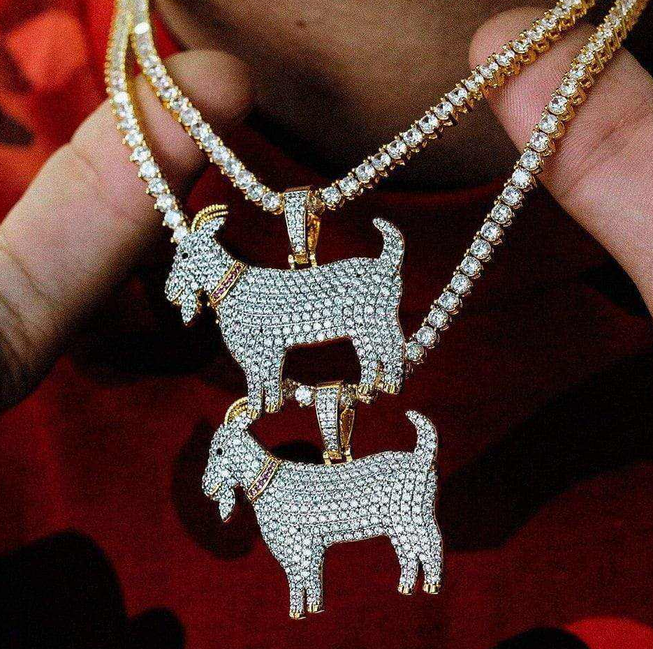 14K Gold Iced Out Goat Pendant Charms for Men-2