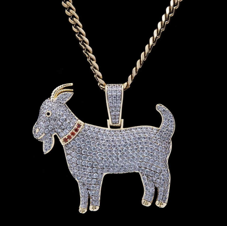 14K Gold Iced Out Goat Pendant Charms for Men-3