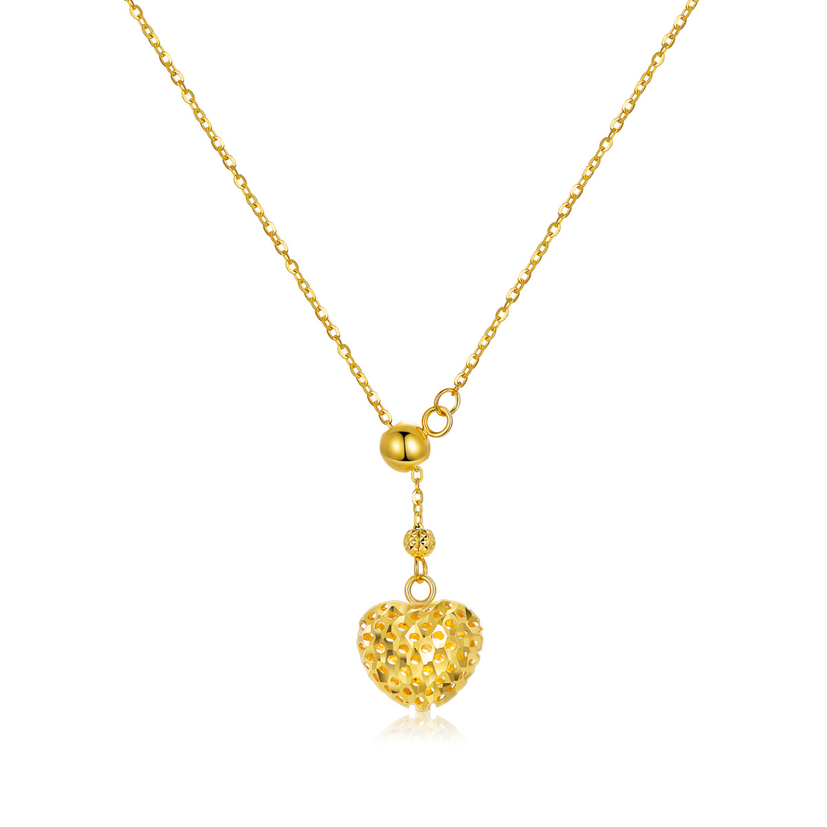 10K Gold Heart Charm Necklace-1