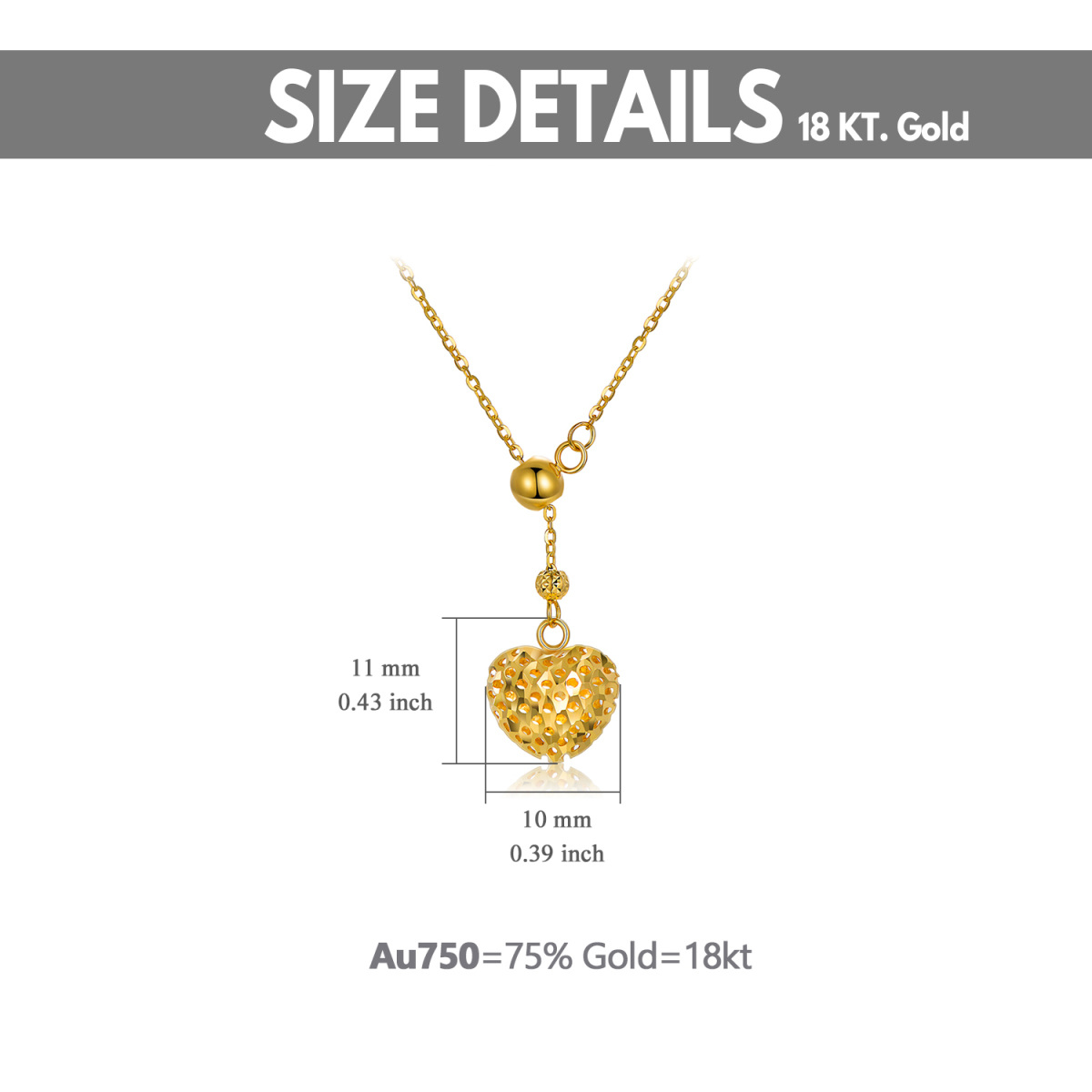 10K Gold Heart Charm Necklace-2