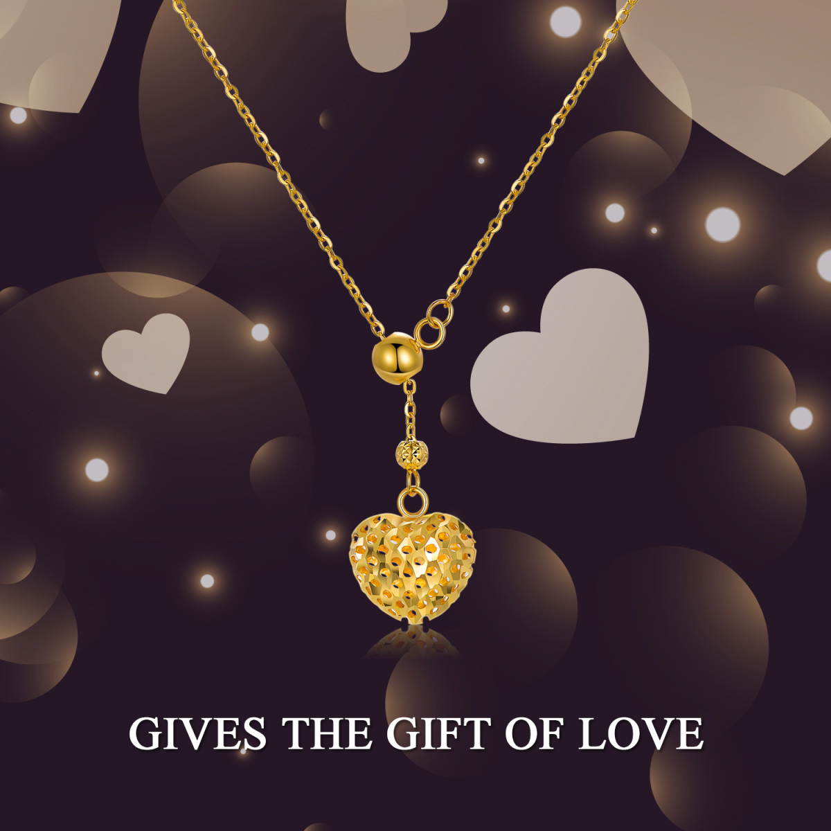 10K Gold Heart Charm Necklace-3