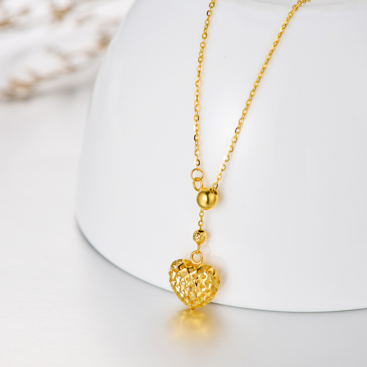 10K Gold Heart Charm Necklace-5