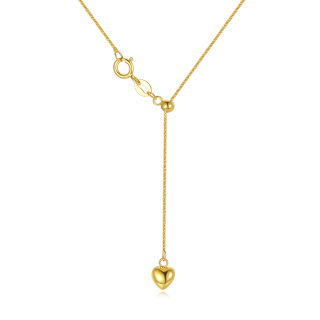 18K Gold Heart Charm Necklace-4