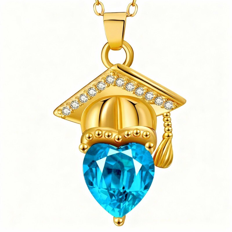 10K Gold Heart Cut Cubic Zirconia Personalized Birthstone & Parents & Children Pendant Necklace-1