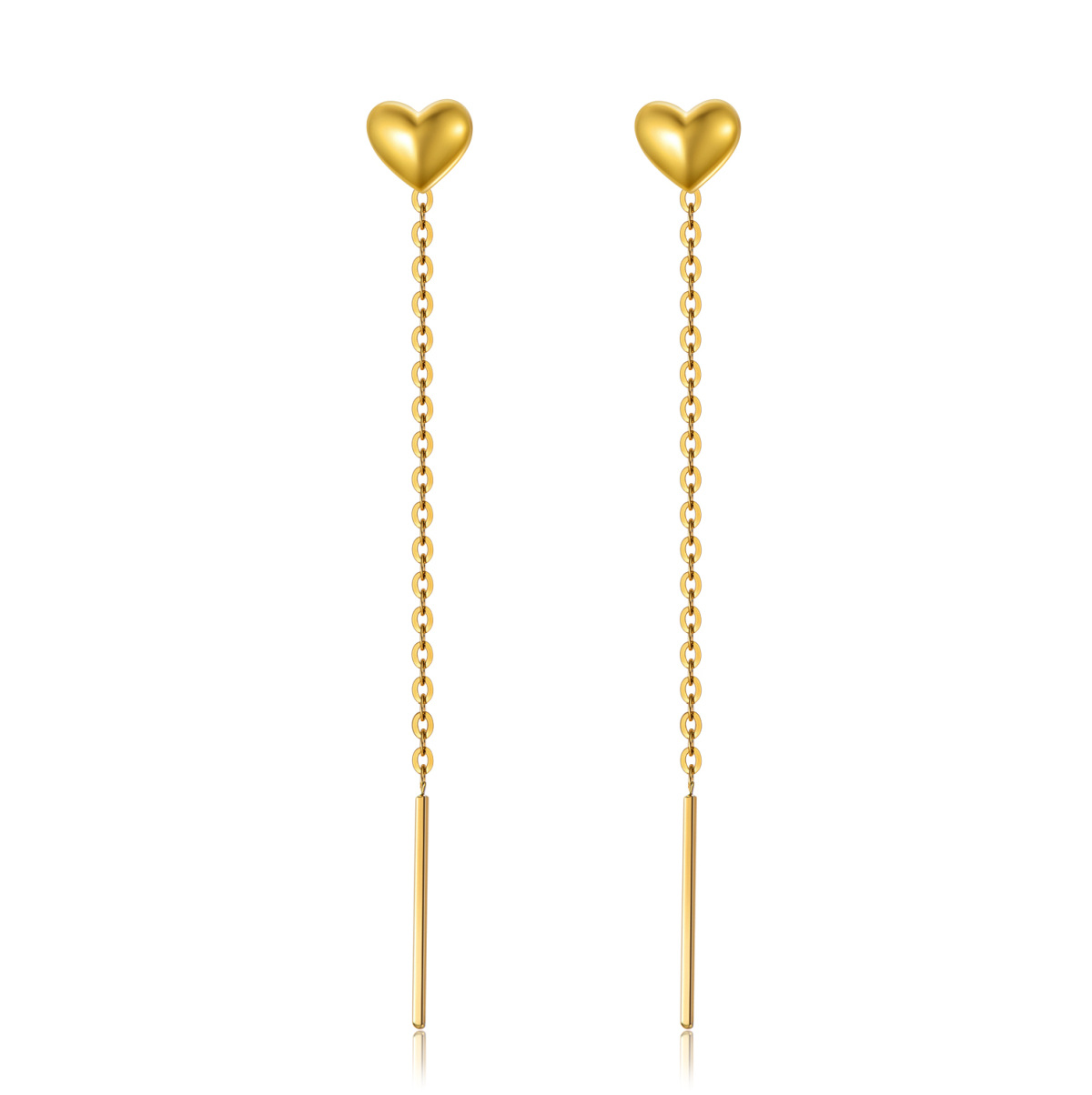 18K Gold Heart Drop Earrings-1