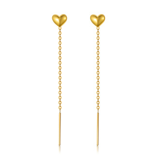10K Gold Heart Drop Earrings-17
