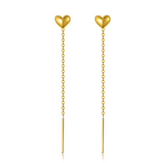 10K Gold Heart Drop Earrings