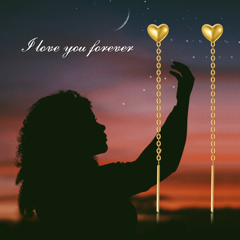 Herzförmige Ohrhänger aus 10-karätigem Gold-6