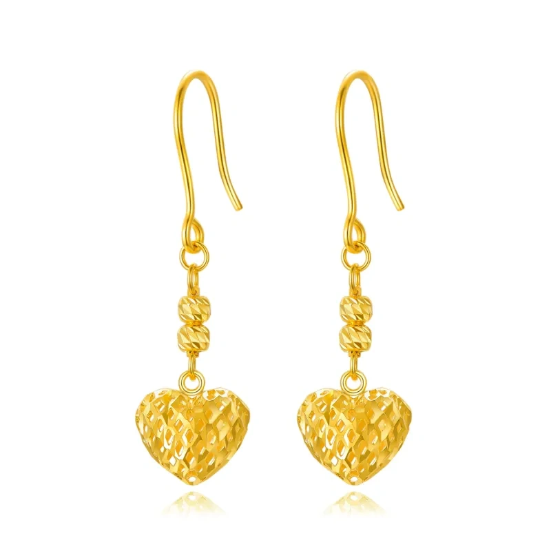 Pendientes Gota Corazón Oro 14K-1
