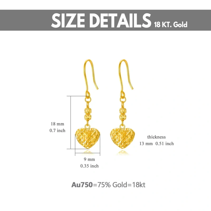 Pendientes Gota Corazón Oro 14K-3