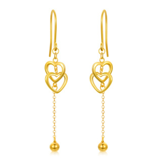 18K Gold Heart Drop Earrings For Women Best Friends-1