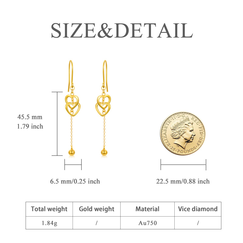 10K Gold Heart Drop Earrings For Women Best Friends-6