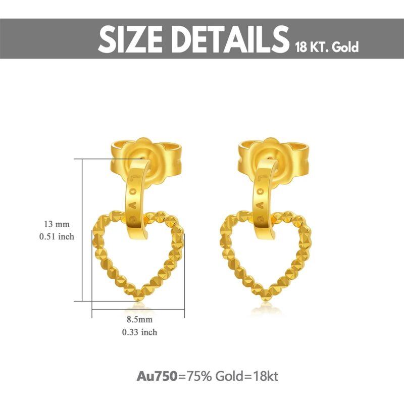 10K Gold Heart Drop Earrings with Engraved Word-4