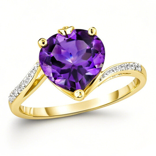 10K Gold Heart Gemstones Engagement Ring
