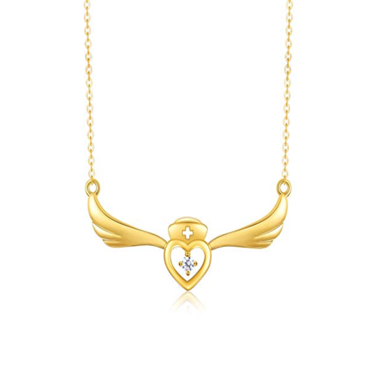 10K Gold Cubic Zirconia Heart Metal Choker Necklace