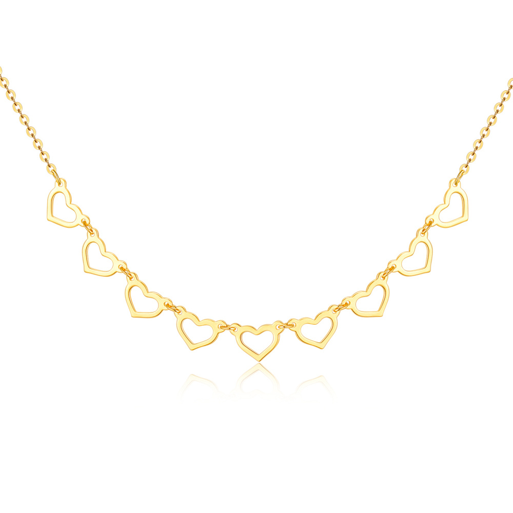 Sterling Silver with Yellow Gold Plated Heart With Heart Metal Choker Necklace-1