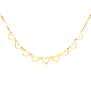 18K Gold Heart Choker Necklace For Women-4